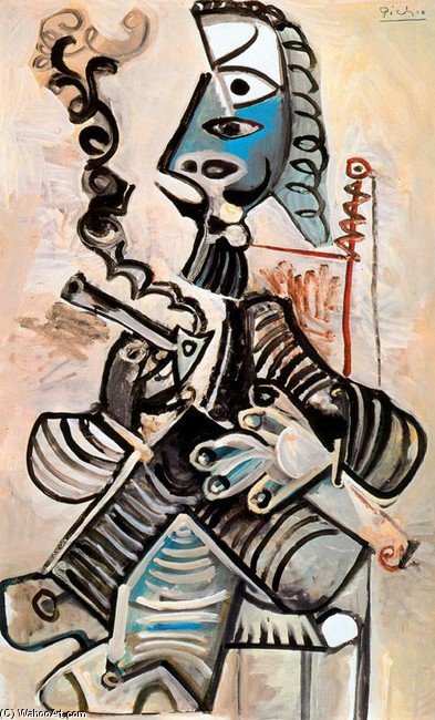 WikiOO.org - Encyclopedia of Fine Arts - Festés, Grafika Pablo Picasso - Man with pipe
