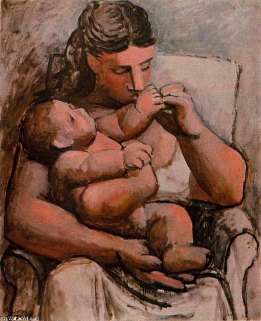 WikiOO.org - Encyclopedia of Fine Arts - Maleri, Artwork Pablo Picasso - Mother and Child 1