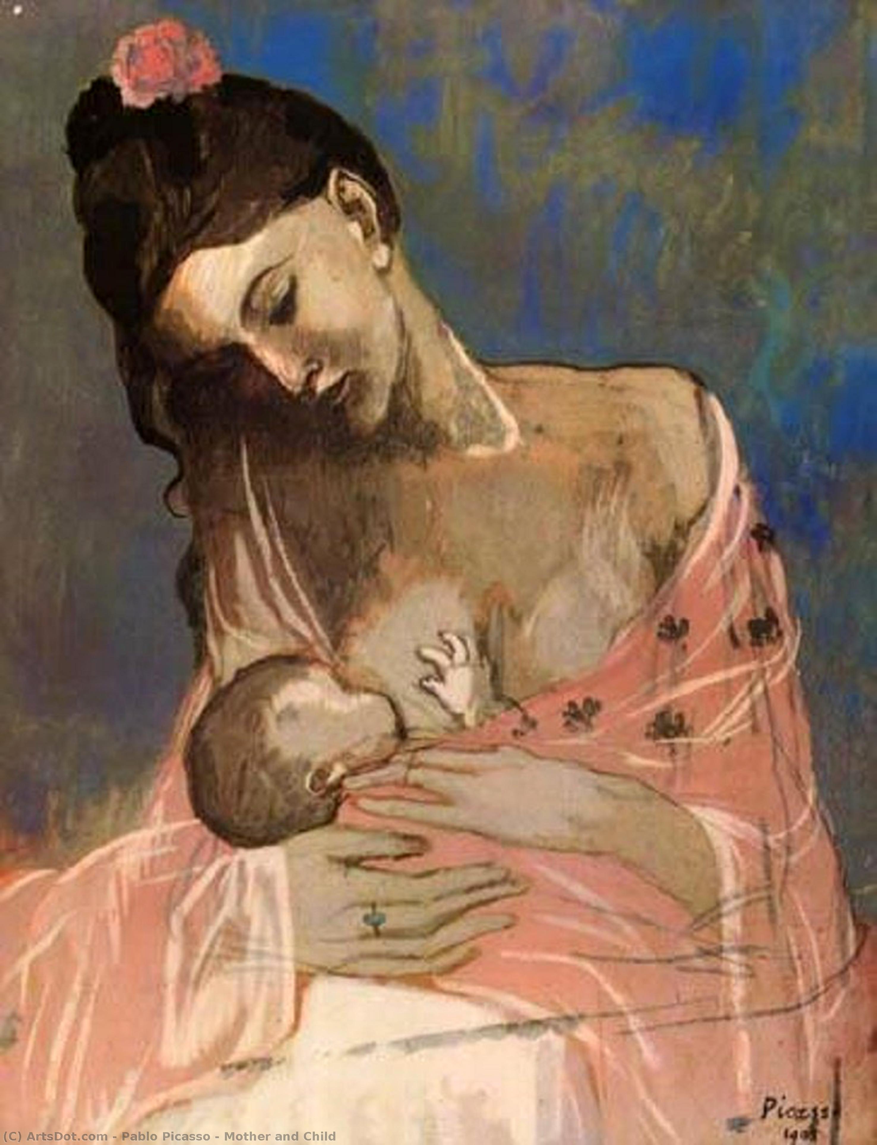 WikiOO.org – 美術百科全書 - 繪畫，作品 Pablo Picasso - 母亲  和  孩子