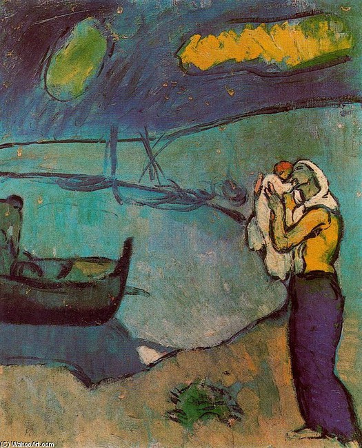 Wikioo.org - The Encyclopedia of Fine Arts - Painting, Artwork by Pablo Picasso - Mother and child on the beach