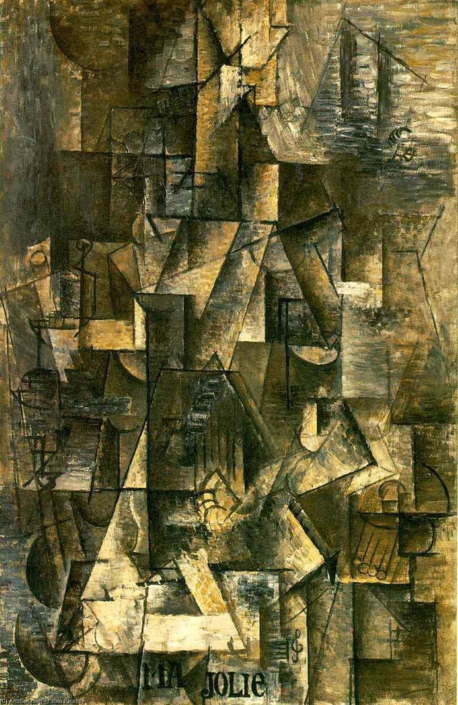 Wikioo.org - The Encyclopedia of Fine Arts - Painting, Artwork by Pablo Picasso - Mujer con zítara o guitarra