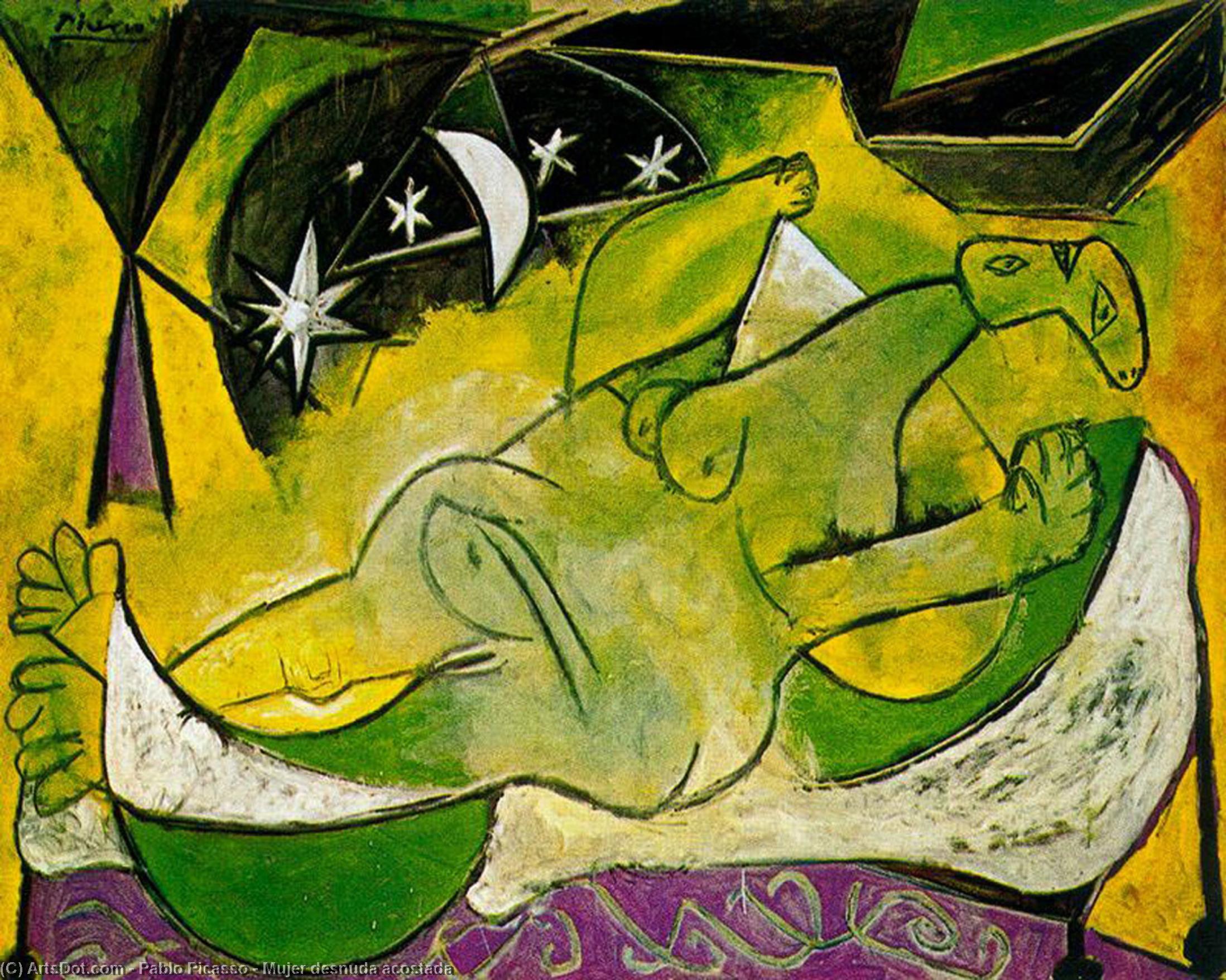 WikiOO.org - Енциклопедия за изящни изкуства - Живопис, Произведения на изкуството Pablo Picasso - Mujer desnuda acostada
