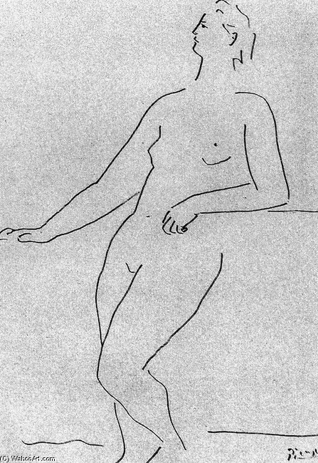 Wikioo.org - The Encyclopedia of Fine Arts - Painting, Artwork by Pablo Picasso - Mujer desnuda de pie apoyándose