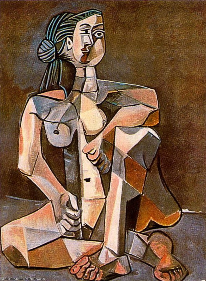 Wikioo.org - Bách khoa toàn thư về mỹ thuật - Vẽ tranh, Tác phẩm nghệ thuật Pablo Picasso - Mujer desnuda en cuclillas 1