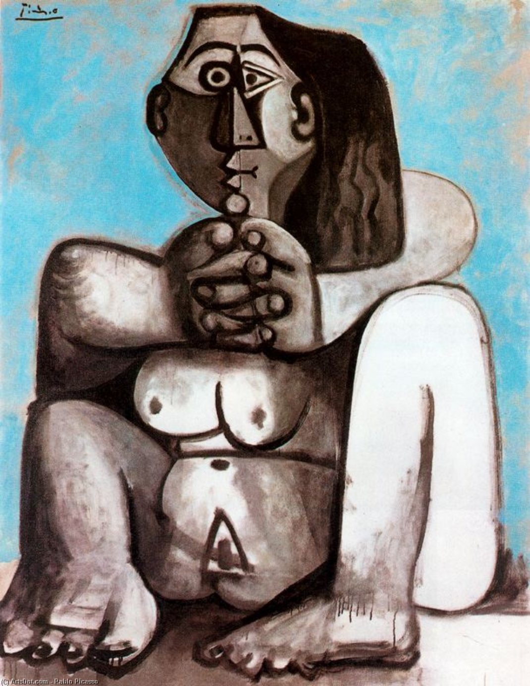 Wikioo.org - The Encyclopedia of Fine Arts - Painting, Artwork by Pablo Picasso - Mujer desnuda en cuclillas