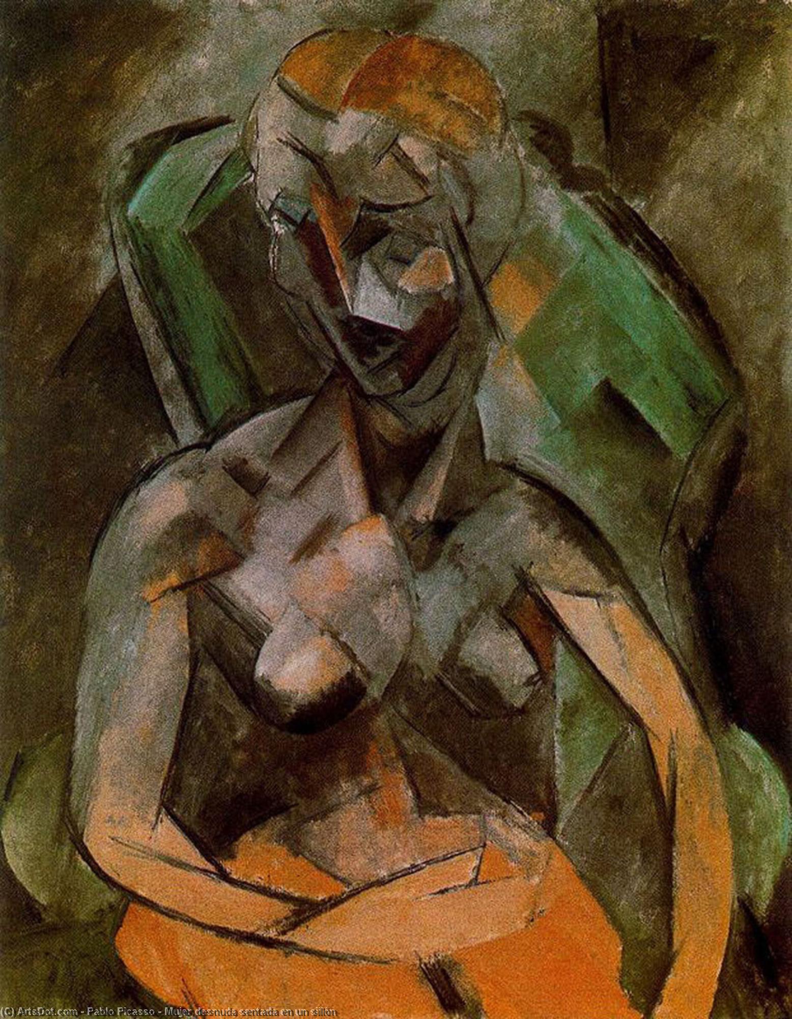 Wikioo.org – La Enciclopedia de las Bellas Artes - Pintura, Obras de arte de Pablo Picasso - Mujer desnuda sentada en sillón ONU