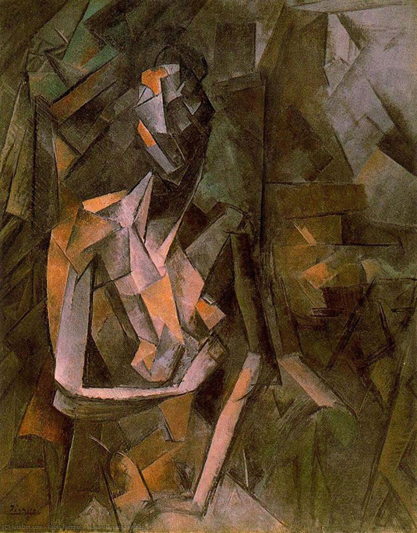 WikiOO.org - Encyclopedia of Fine Arts - Maľba, Artwork Pablo Picasso - Mujer desnuda sentada