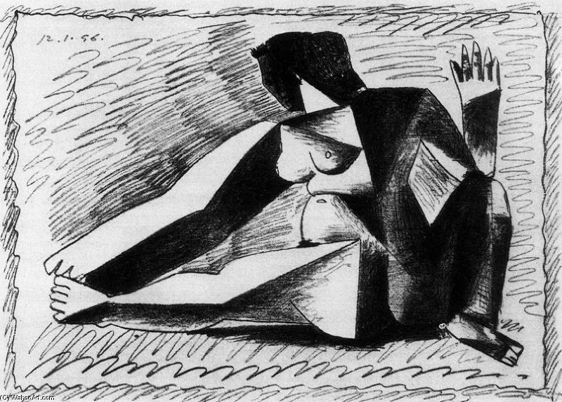 Wikioo.org - The Encyclopedia of Fine Arts - Painting, Artwork by Pablo Picasso - Mujer en cuclillas con el brazo levantado