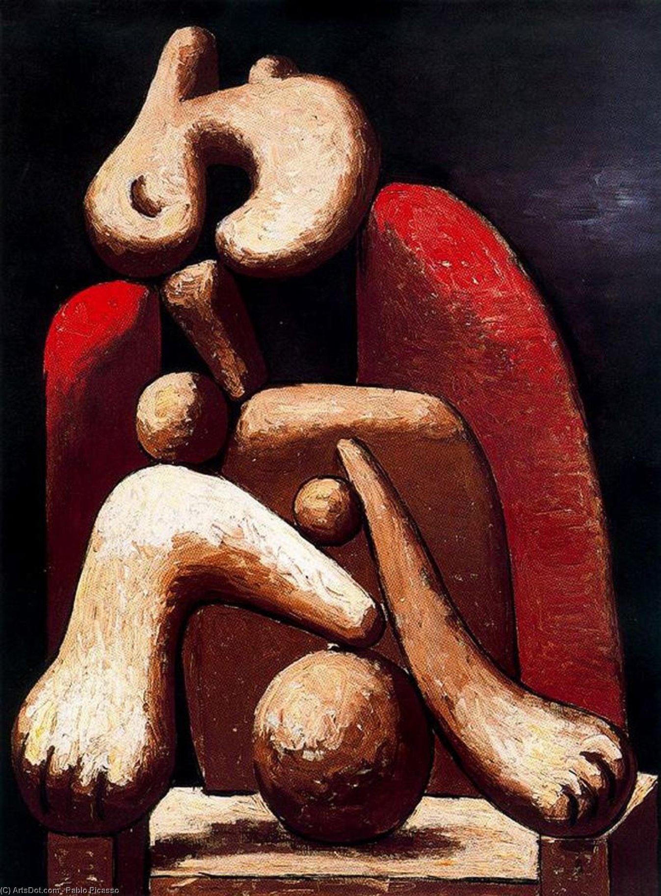 Wikioo.org – La Enciclopedia de las Bellas Artes - Pintura, Obras de arte de Pablo Picasso - Mujer en sillón rojo