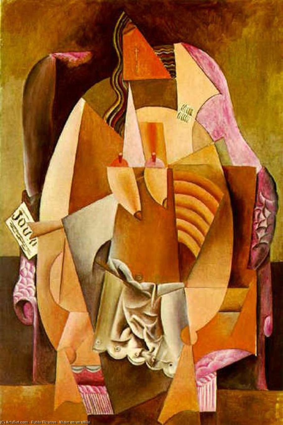 WikiOO.org - Encyclopedia of Fine Arts - Maleri, Artwork Pablo Picasso - Mujer en un sillón