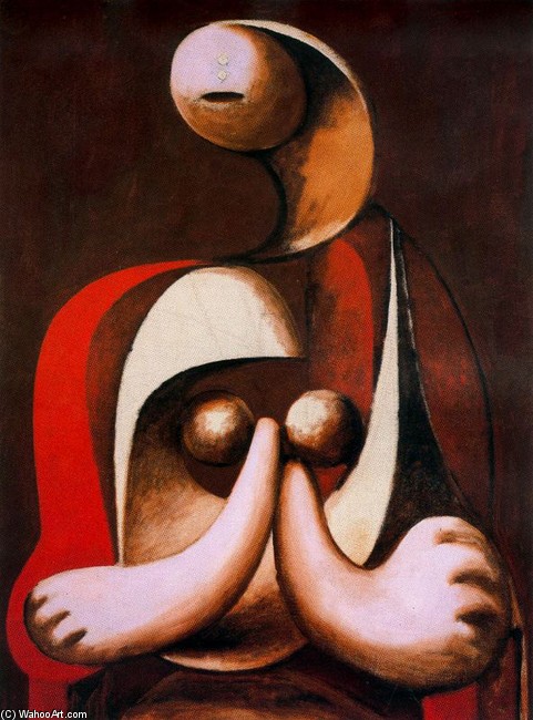 Wikioo.org - The Encyclopedia of Fine Arts - Painting, Artwork by Pablo Picasso - Mujer sentada en un sillón rojo