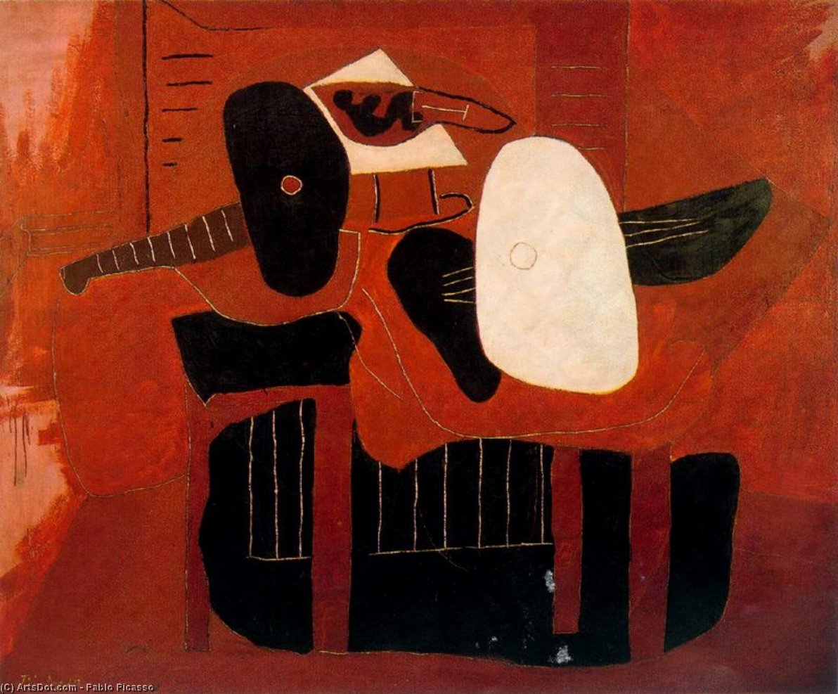 Wikioo.org - The Encyclopedia of Fine Arts - Painting, Artwork by Pablo Picasso - Musical instruments on a table