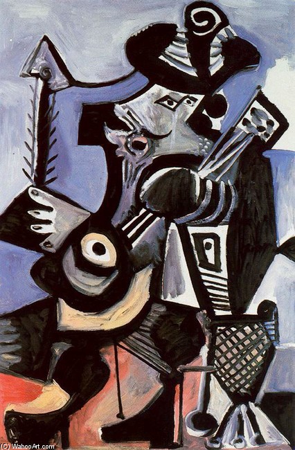WikiOO.org - Encyclopedia of Fine Arts - Festés, Grafika Pablo Picasso - Musician with guitar