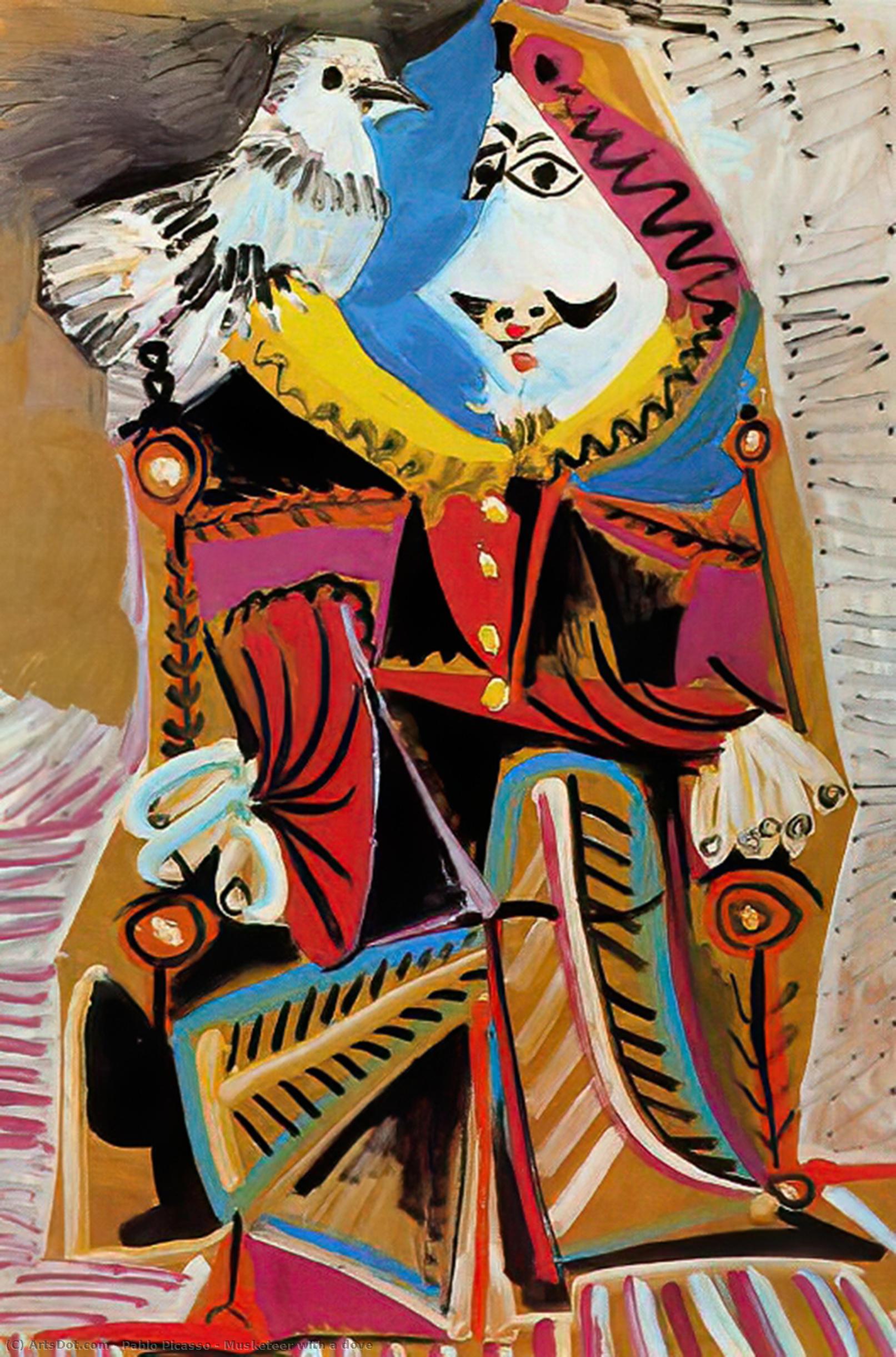 Wikioo.org – La Enciclopedia de las Bellas Artes - Pintura, Obras de arte de Pablo Picasso - Mosquetero con una paloma