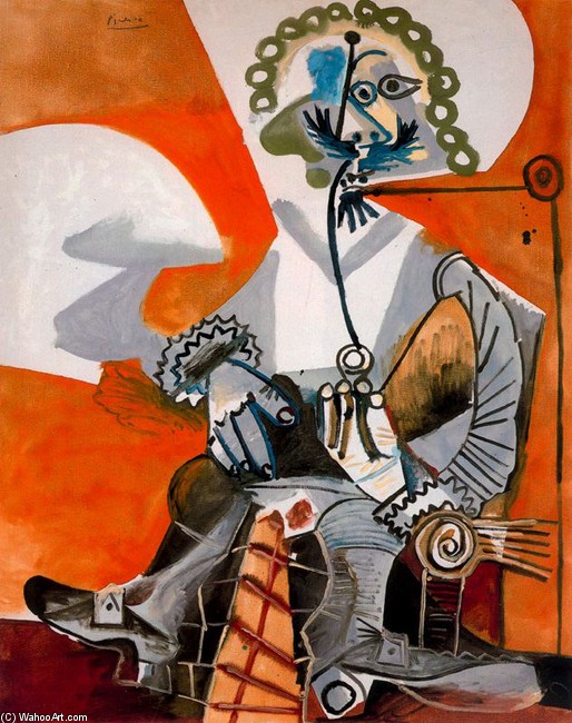 Wikioo.org - The Encyclopedia of Fine Arts - Painting, Artwork by Pablo Picasso - Musketeer with pipe 1