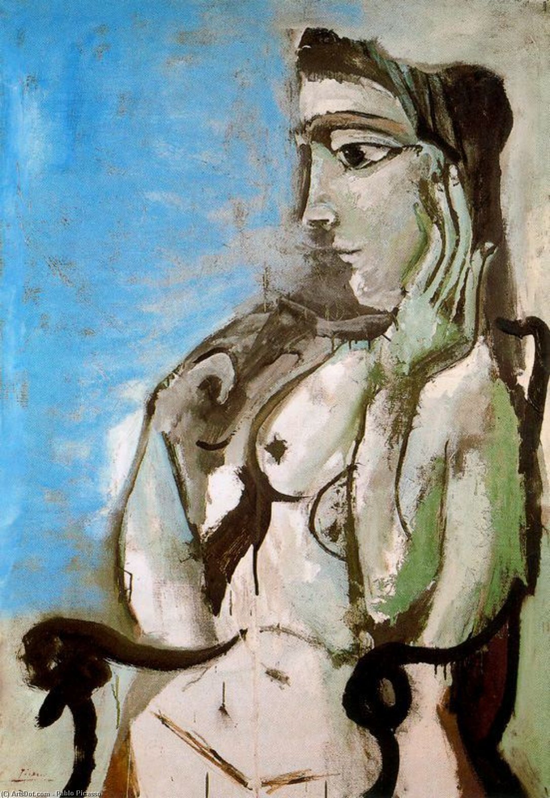WikiOO.org - Encyclopedia of Fine Arts - Målning, konstverk Pablo Picasso - Naked woman in an armchair
