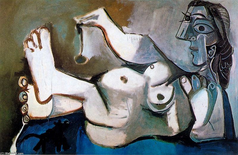 Wikioo.org - The Encyclopedia of Fine Arts - Painting, Artwork by Pablo Picasso - Naked woman playing with a cat 1