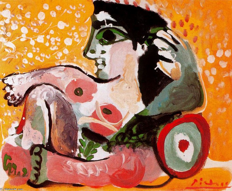 Wikioo.org - The Encyclopedia of Fine Arts - Painting, Artwork by Pablo Picasso - Naked woman resting on cushions