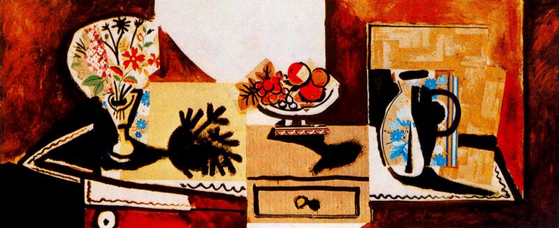 Wikoo.org - موسوعة الفنون الجميلة - اللوحة، العمل الفني Pablo Picasso - Naturaleza muerta sobre una cómoda