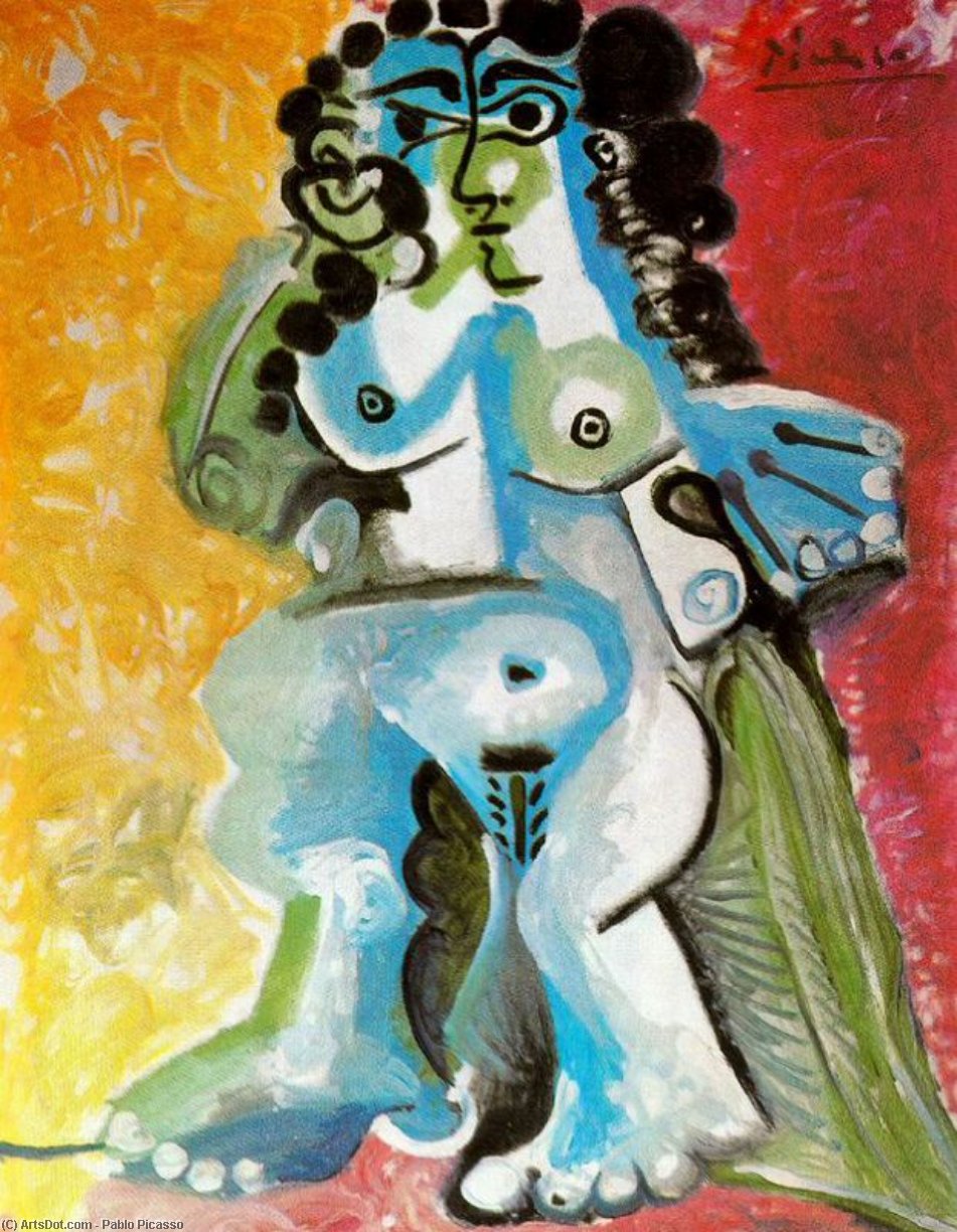 WikiOO.org - Encyclopedia of Fine Arts - Maleri, Artwork Pablo Picasso - Nude woman sitting
