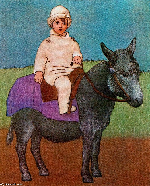 Wikioo.org - The Encyclopedia of Fine Arts - Painting, Artwork by Pablo Picasso - Paul, the artist's son on a donkey