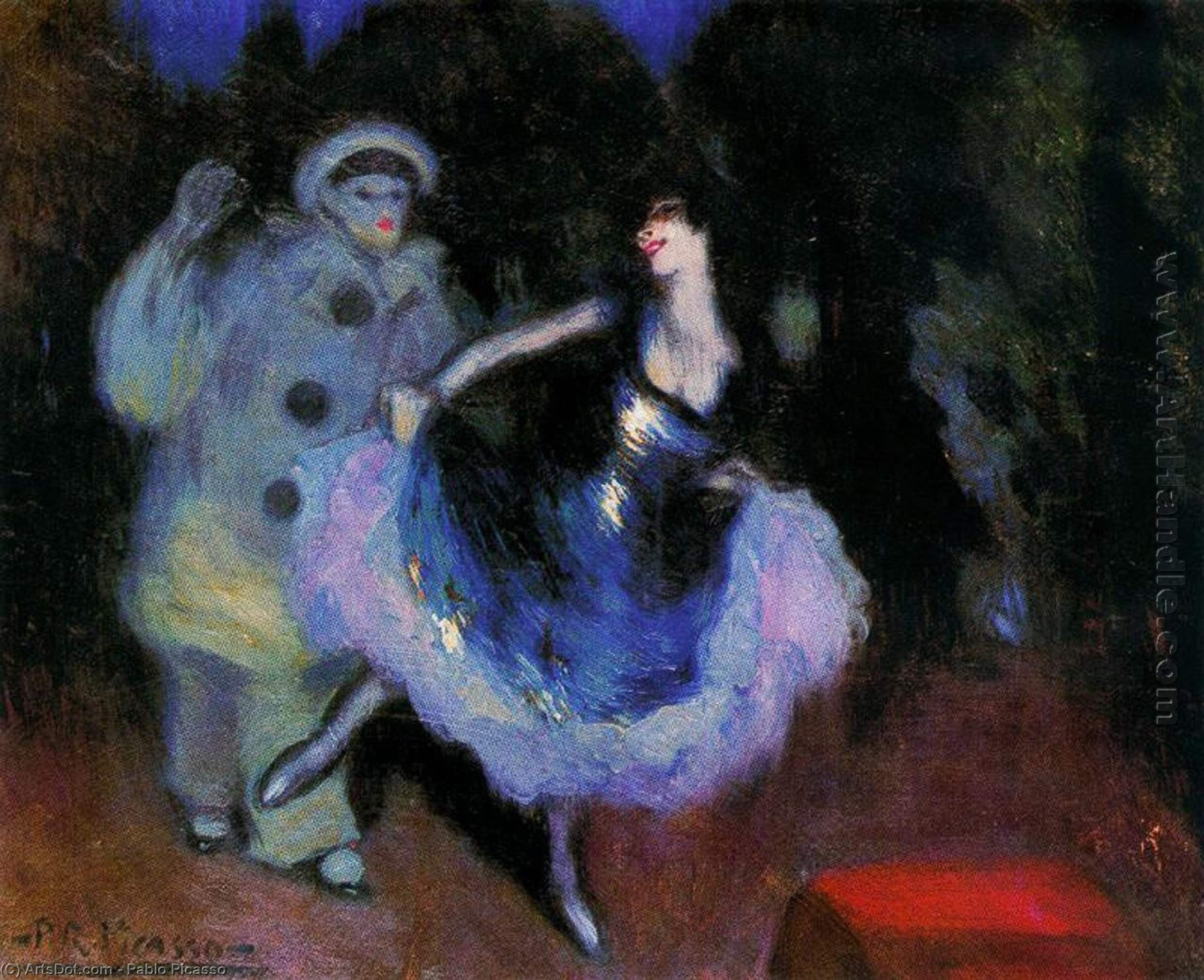 Wikioo.org - The Encyclopedia of Fine Arts - Painting, Artwork by Pablo Picasso - Pierrot and the ballerine