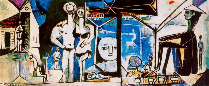 Wikoo.org - موسوعة الفنون الجميلة - اللوحة، العمل الفني Pablo Picasso - Playa en La Garoupe