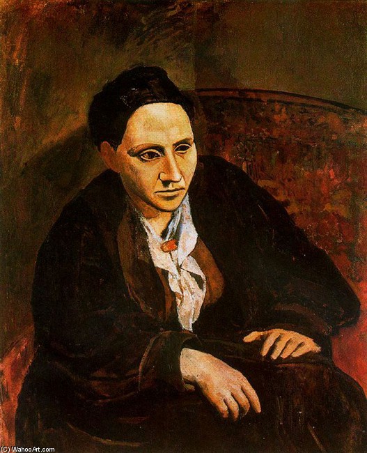 Wikoo.org - موسوعة الفنون الجميلة - اللوحة، العمل الفني Pablo Picasso - Portrait of Gertrude Stein