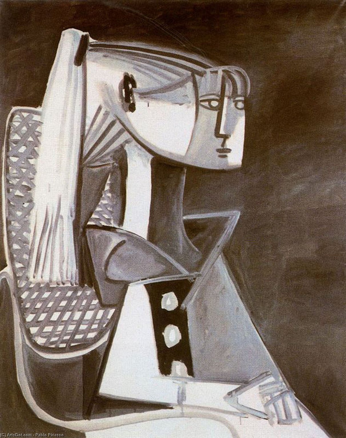 Wikoo.org - موسوعة الفنون الجميلة - اللوحة، العمل الفني Pablo Picasso - Portrait of Sylvette David
