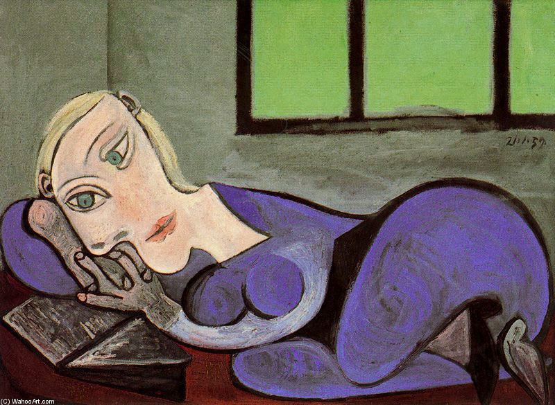 Wikoo.org - موسوعة الفنون الجميلة - اللوحة، العمل الفني Pablo Picasso - Reading woman (Marie-Thérèse Walter)