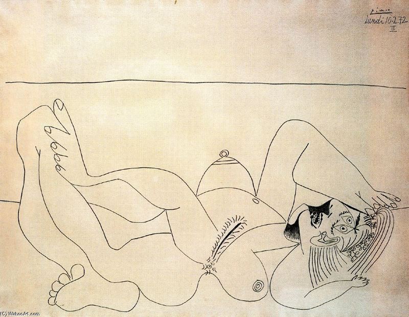 WikiOO.org - Encyclopedia of Fine Arts - Festés, Grafika Pablo Picasso - Reclining nude