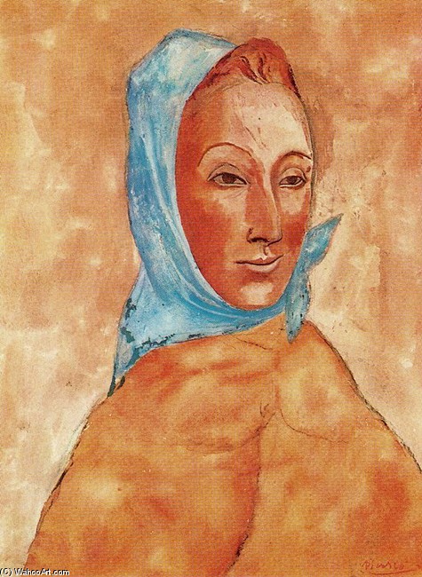 WikiOO.org - Encyclopedia of Fine Arts - Festés, Grafika Pablo Picasso - Retrato de Fernande Olivier con pañuelo