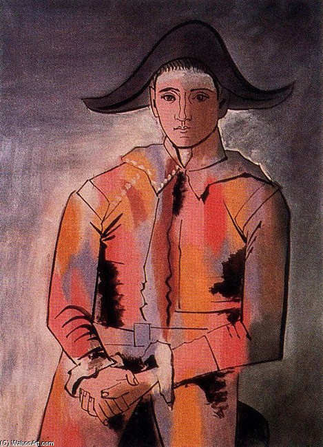 WikiOO.org - אנציקלופדיה לאמנויות יפות - ציור, יצירות אמנות Pablo Picasso - Seated harlequin 1