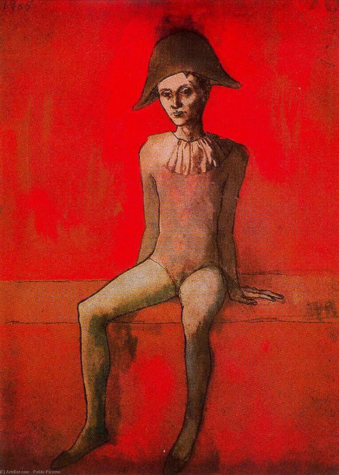 WikiOO.org - 百科事典 - 絵画、アートワーク Pablo Picasso - 座っている ハーレクイン