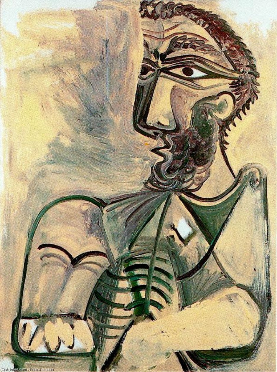 Wikioo.org - สารานุกรมวิจิตรศิลป์ - จิตรกรรม Pablo Picasso - Seated man 3