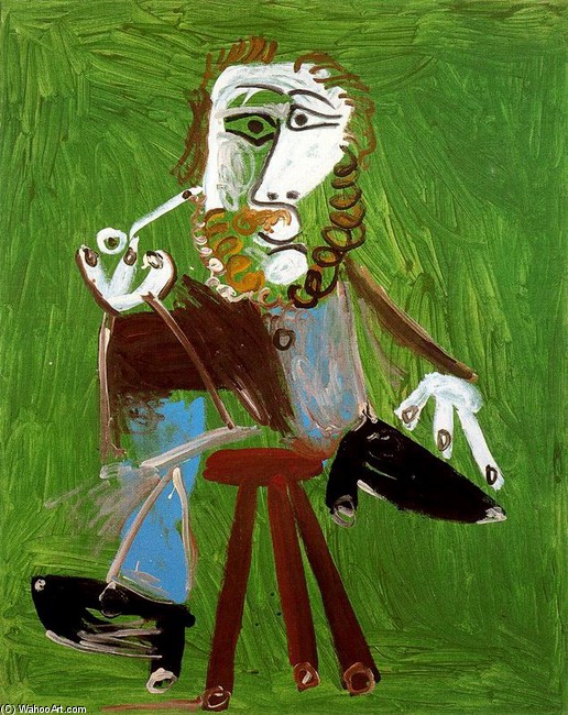 WikiOO.org – 美術百科全書 - 繪畫，作品 Pablo Picasso - 坐在男子用管 1
