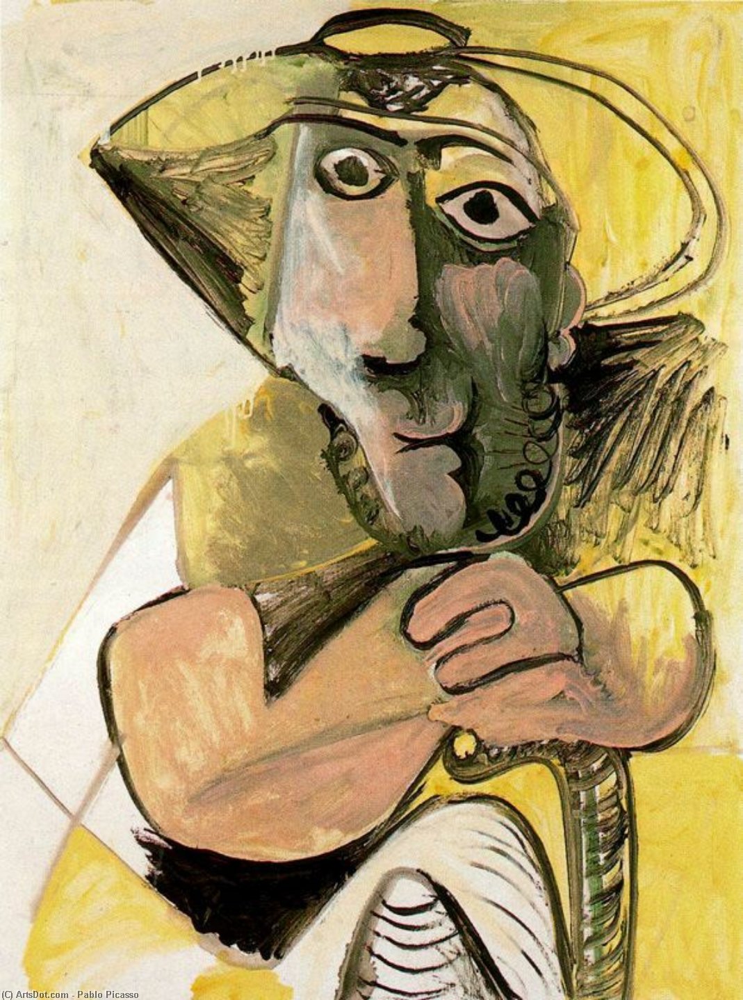 Wikioo.org – La Enciclopedia de las Bellas Artes - Pintura, Obras de arte de Pablo Picasso - Hombre sentado con el personal