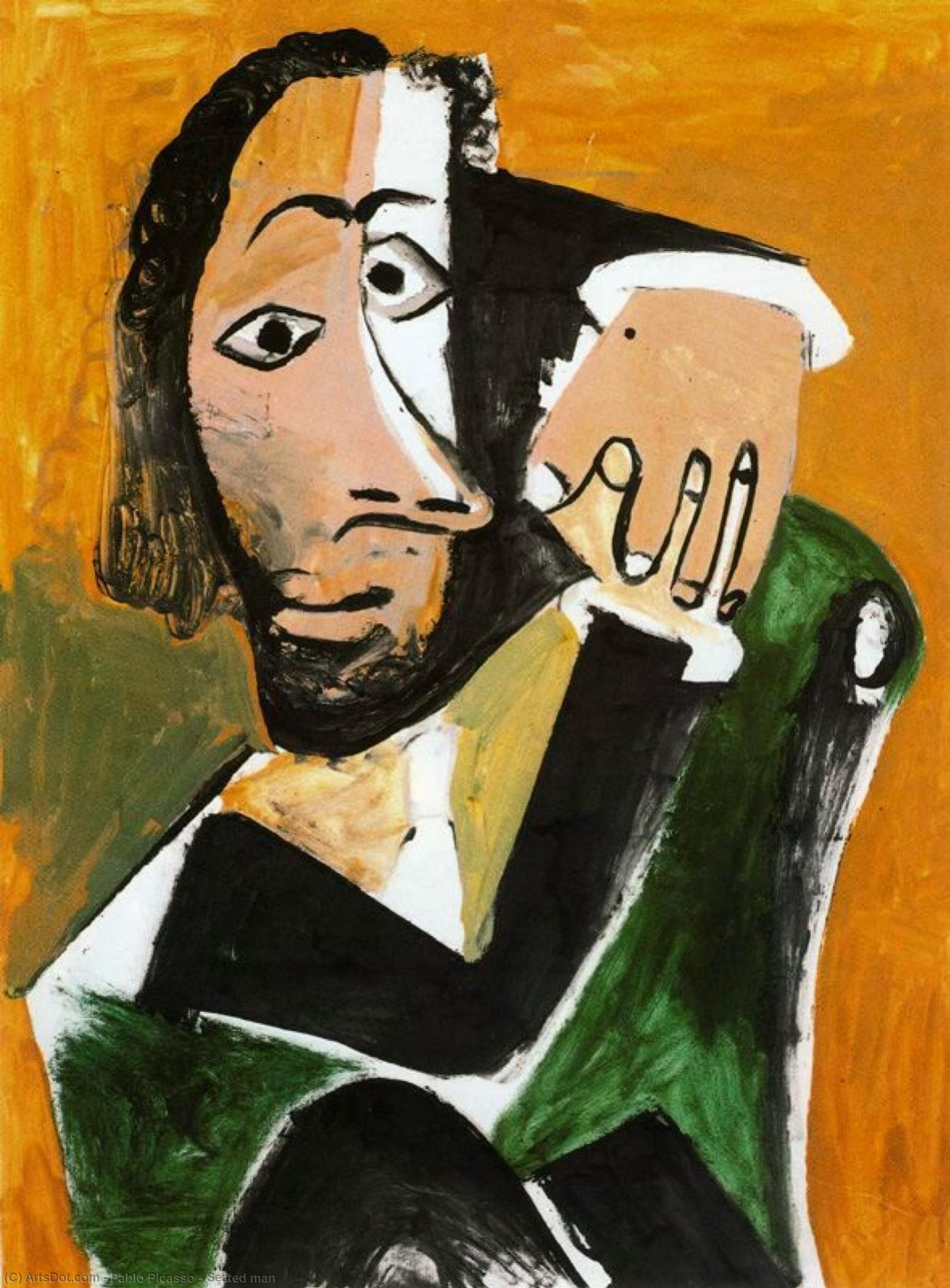 WikiOO.org - Энциклопедия изобразительного искусства - Живопись, Картины  Pablo Picasso - Сидящий мужчина