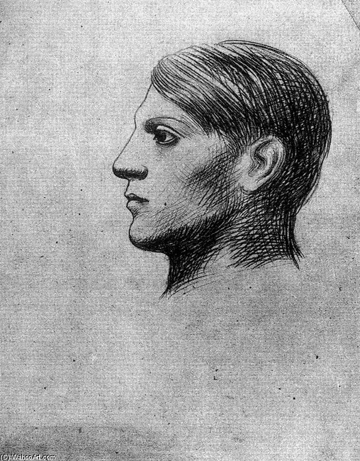 WikiOO.org - Encyclopedia of Fine Arts - Maľba, Artwork Pablo Picasso - Self-portrait (profile)