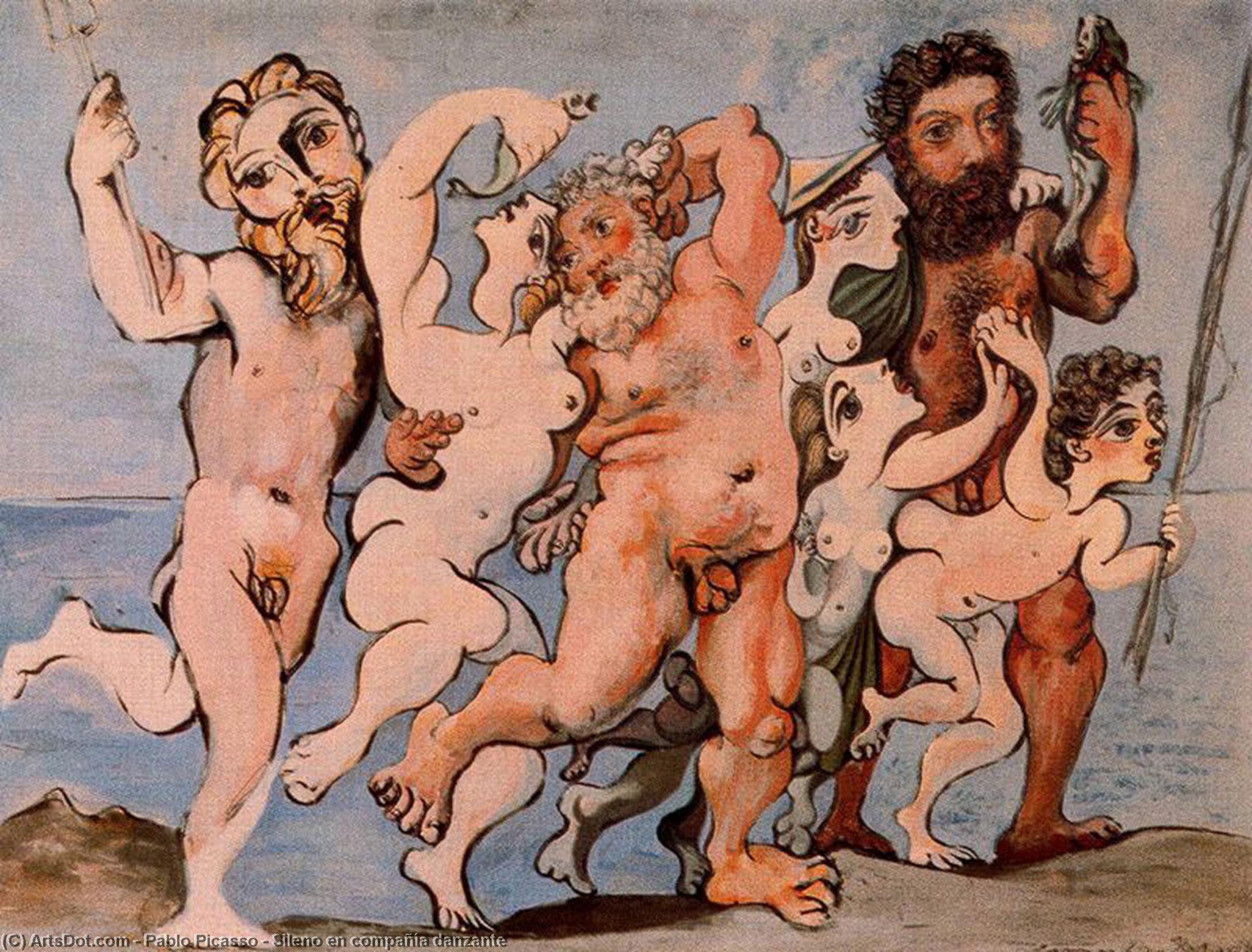 Wikioo.org - The Encyclopedia of Fine Arts - Painting, Artwork by Pablo Picasso - Sileno en compañía danzante
