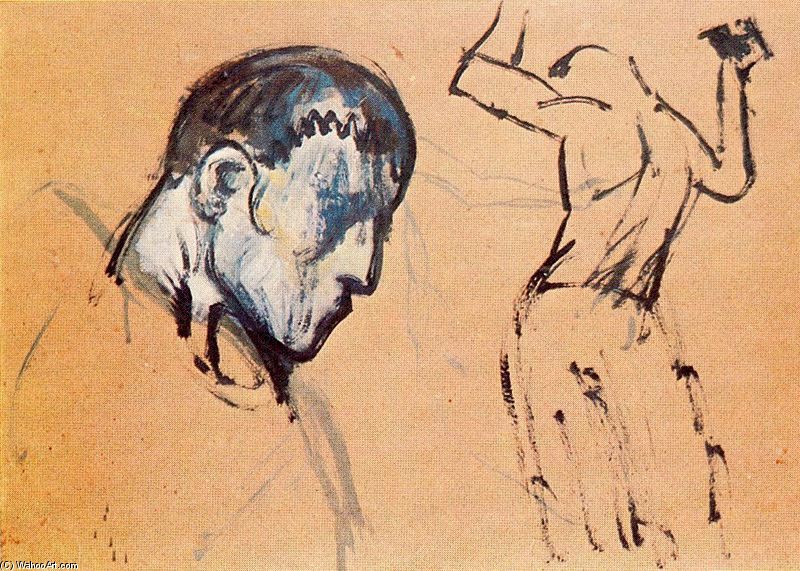 Wikioo.org - The Encyclopedia of Fine Arts - Painting, Artwork by Pablo Picasso - Sketch ''Acrobate à la boule''