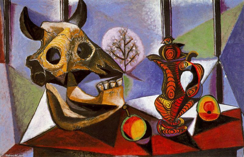 Wikioo.org - The Encyclopedia of Fine Arts - Painting, Artwork by Pablo Picasso - Still life with bull skull
