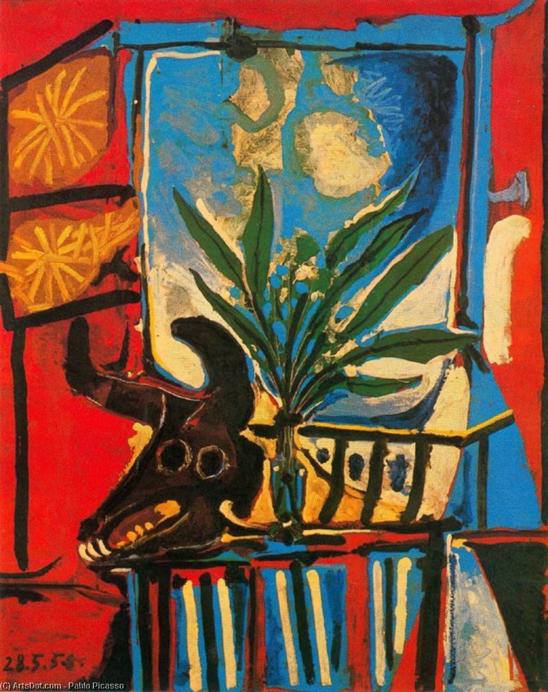 Wikioo.org - The Encyclopedia of Fine Arts - Painting, Artwork by Pablo Picasso - Still Life with bull's head