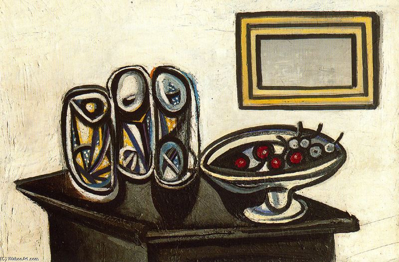 WikiOO.org - Енциклопедия за изящни изкуства - Живопис, Произведения на изкуството Pablo Picasso - Still Life with Cherries