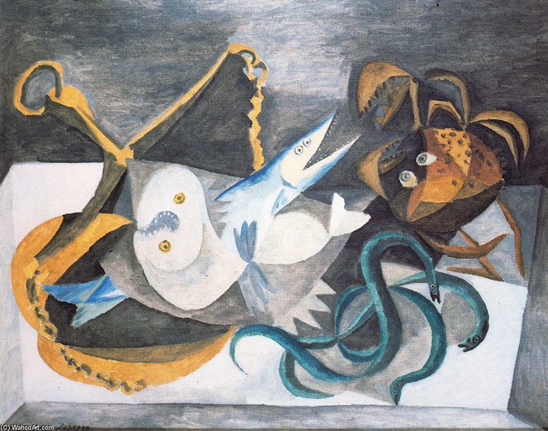 WikiOO.org - Енциклопедія образотворчого мистецтва - Живопис, Картини
 Pablo Picasso - Still Life with Fish