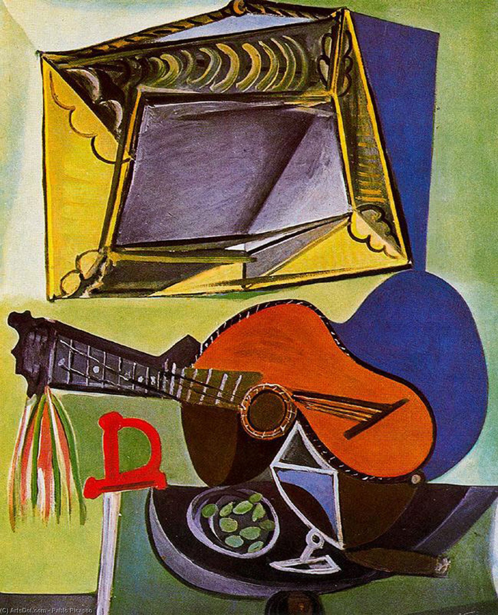 Wikioo.org – La Enciclopedia de las Bellas Artes - Pintura, Obras de arte de Pablo Picasso - Naturaleza muerta con guitarra
