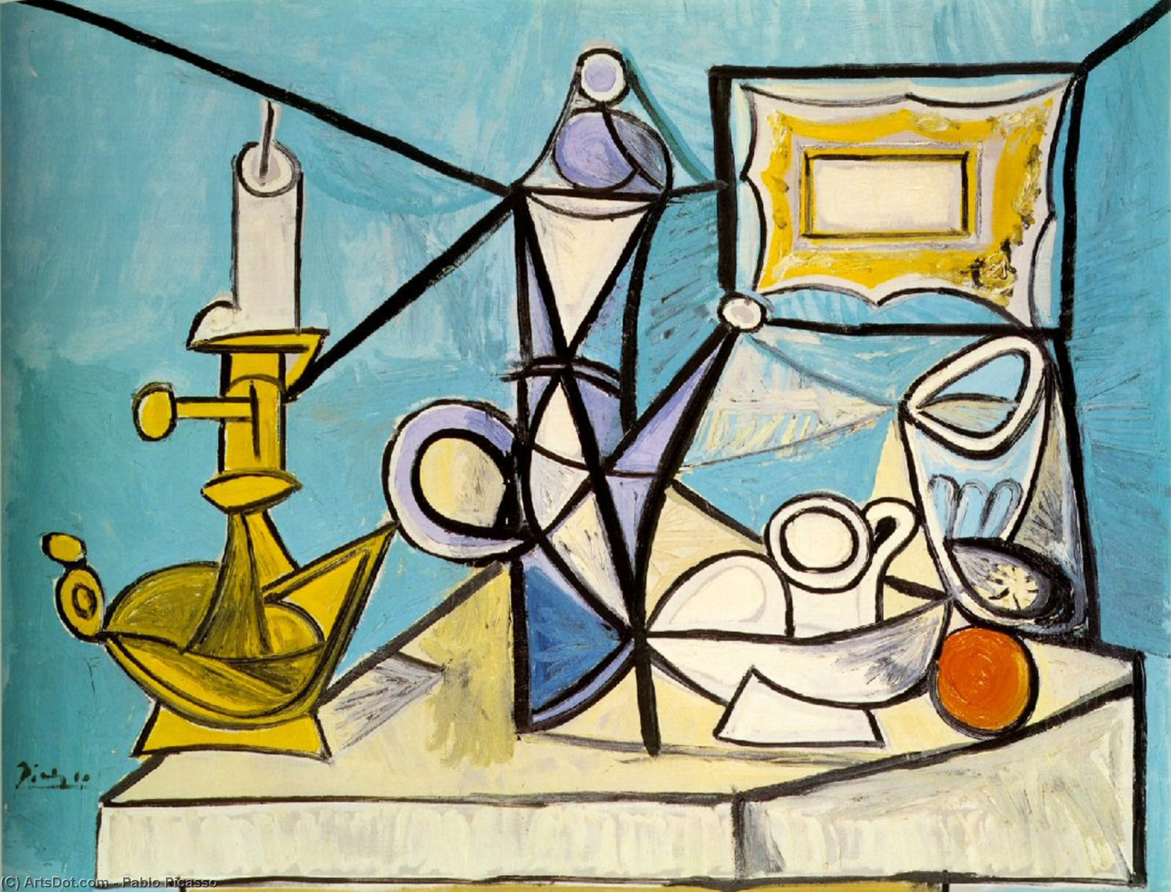 WikiOO.org - Enciclopedia of Fine Arts - Pictura, lucrări de artă Pablo Picasso - Still life with lamp