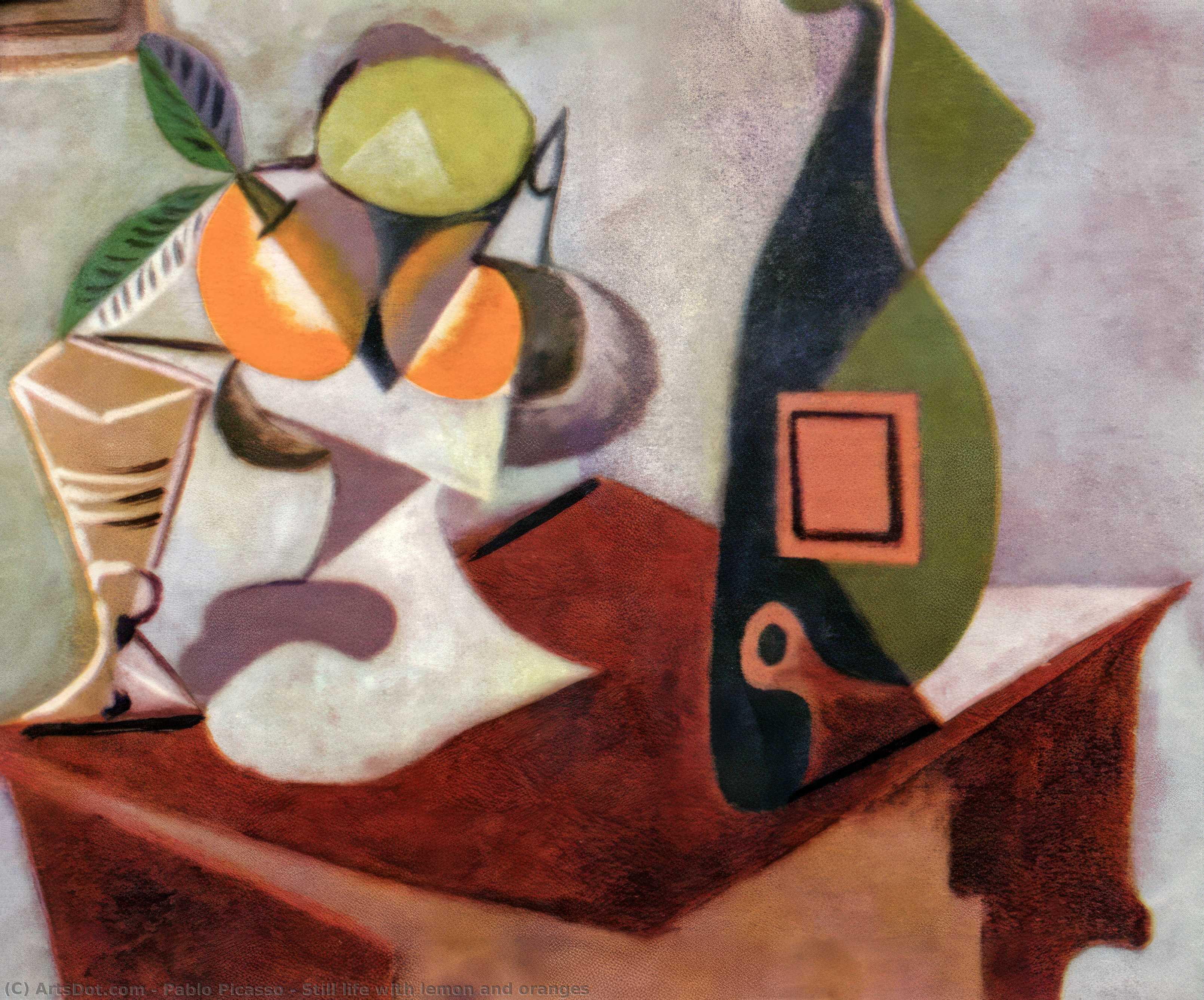 WikiOO.org - Encyclopedia of Fine Arts - Maleri, Artwork Pablo Picasso - Still life with lemon and oranges