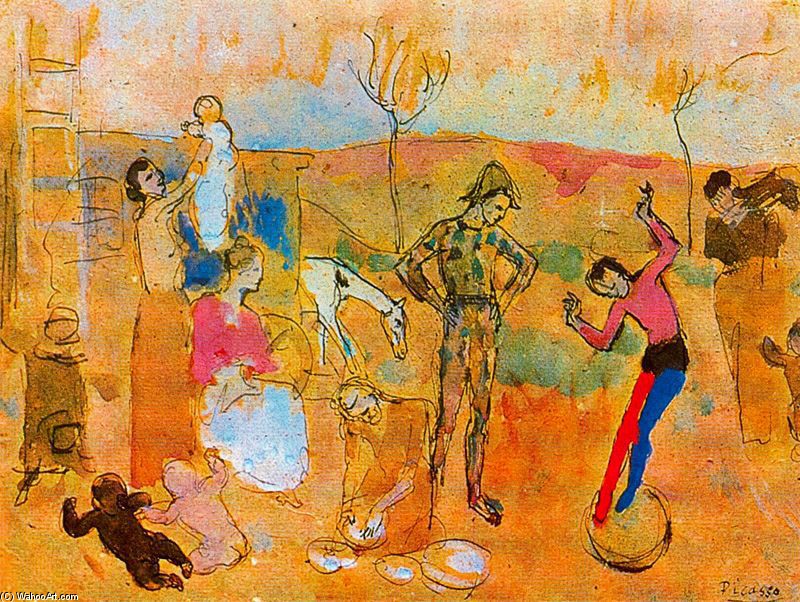Wikoo.org - موسوعة الفنون الجميلة - اللوحة، العمل الفني Pablo Picasso - The Family of Saltimbanques 1