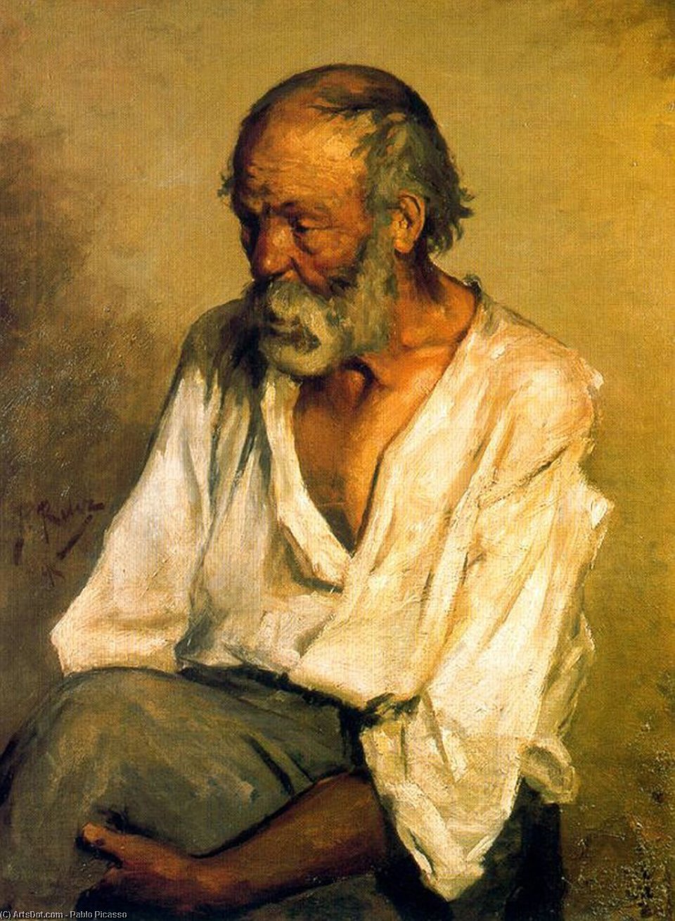Wikoo.org - موسوعة الفنون الجميلة - اللوحة، العمل الفني Pablo Picasso - The old fisherman